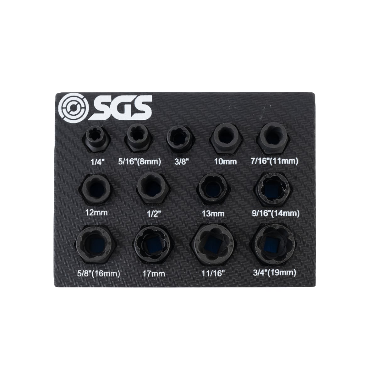 SGS 13pc Bolt Extractor Socket Set | Metric & Imperial | Foam Insert